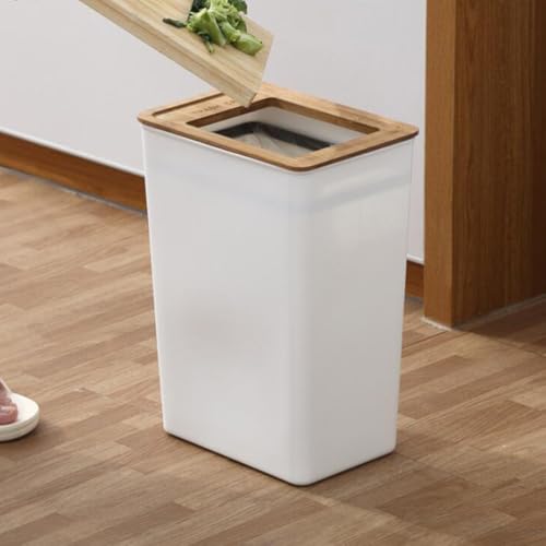 Image of ABOOFAN Kitchen Garbage Cans Japanese Fair Pitcher Storage Bucket Strawberry Decor Bathroom Bin Wood Garbage Container Bin Trash Can Home Decor Trash Basket Wooden Bamboo Cover Desk Office