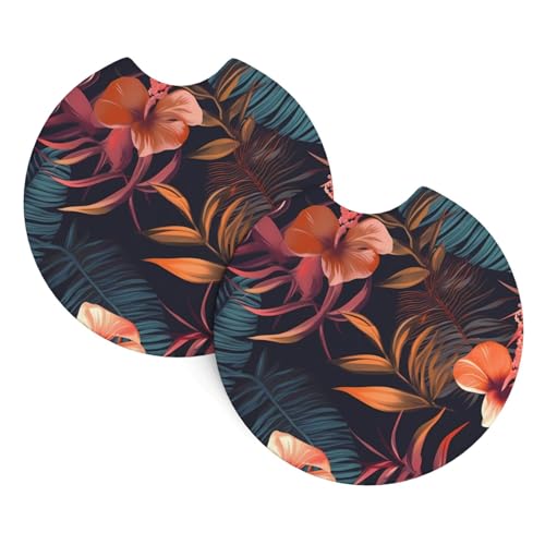 Portavasos para auto 2 unidades con diseño floral tropical miniatura 2