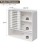 RedLemon Mid-Century Modern Bathroom Wall Cabinet with Slatted Door - Adjustable Shelf & Semi-Open Cubby Storage, Curved Edges, Medicine Cabinet for Bathroom - Solid White - Image 2