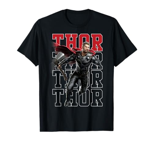 Marvel Avengers Endgame Thor Pose Name Stack T-Shirt