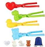 4 Pack Snowball Maker Toys, Sand Molds & Seashell Collecting Bags, Adjustable Shoulder Strap, Outdoor Beach Snow Play Set for Kids Boys Girls