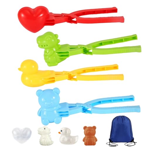 4 Packs Snowball Maker, Snow Ball Toys Games with Handle for Kids Outdoor Indoor Winter Snowball Fight Maker Tool Clip Beach Toy