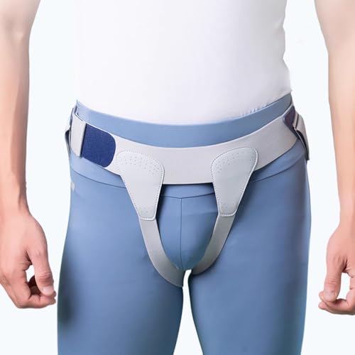 男女兼用鼠径ヘルニア ベルト、片側/両側鼠径ヘルニア用ヘルニアサポートトラス、脱腸帯 調節可能なウエストストラップ、取り外し可能な圧縮パッド2組付き(XL)