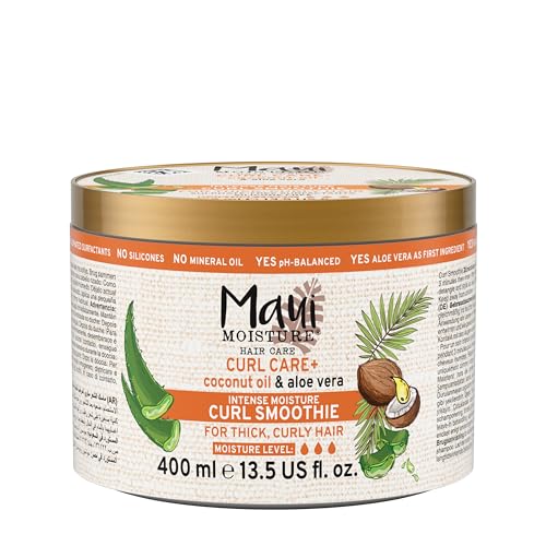 Maui Moisture Mascarilla capilar para pelo Ondulado y con Rizos, Hidrata y define con Aceite de Coco, 400ml
