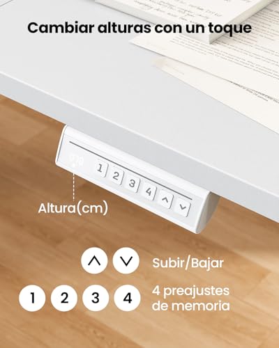 Miniatura 5 de ErGear Escritorio Elevable Eléctrico, 120x60cm, Blanco | Ajuste Eléctrico 72-118cm, 4 Memorias, 80kg, <55dB, Estable, Ganchos y Pasacables, Tablero Ensamblado.