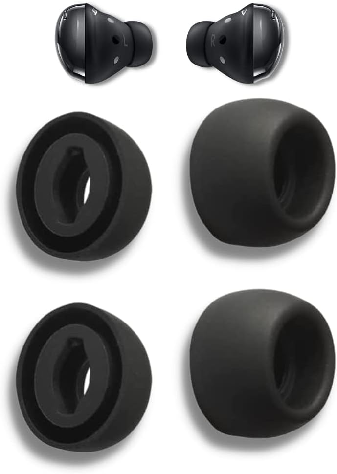 Crysendo Silicone Eartips for Sam-Sung Galaxy Buds Pro | Replacement Silicone Replacement Eartips | Pain Reducing, Anti-Slip Ear Tips | (Medium - 4Pc)