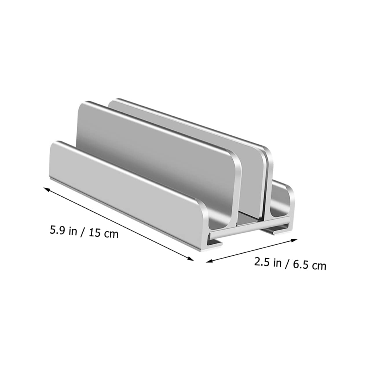 Supporto Verticale per Laptop a 3 Slot Regolabile in Alluminio Argento | Base Antiscivolo in Silicone, Apertura 13-38mm, Design da Scrivania per Telefono e Tablet