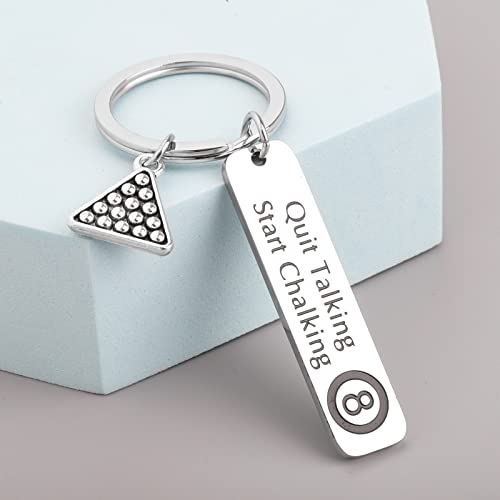 Zuo Bao Presente engraçado de jogador de bilhar 8 bolas joias parar de falar, começar a giz, chaveir