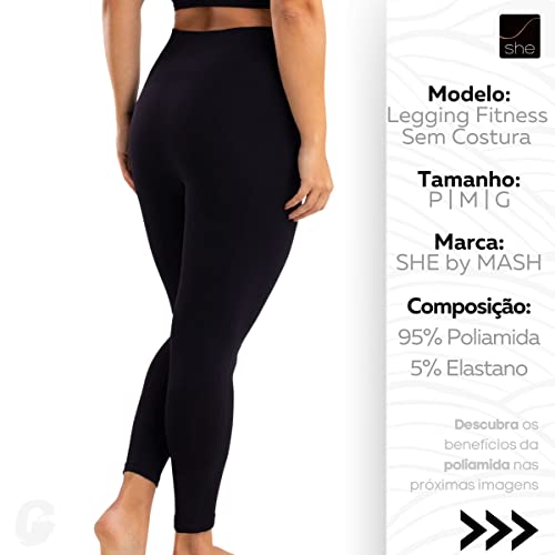 She Legging Fitness Microfibra Feminino, P, Preto