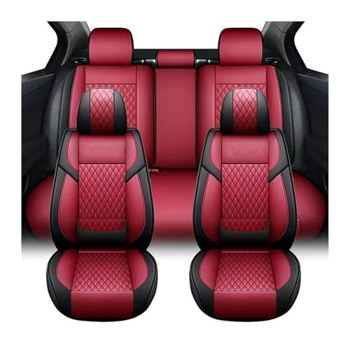 Funda de asiento de coche de cuero transpirable universal para modelos sedán y SUV en color vino