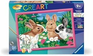 Ravensburger - CreArt Kids 31x21 cm - Kunstnummer - Kaninchen auf der Wiese - Set zum Malen nach Zahlen - Ab 9 Jahren - 25847