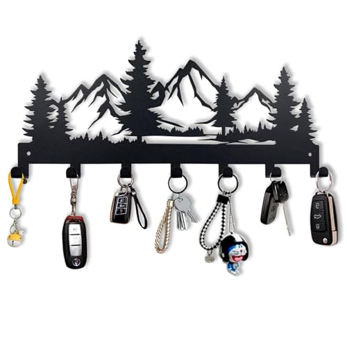 Noaxylic Appendichiavi da Parete, Portachiavi da Parete con 7 Ganci, Multifunzionale Porta Chiavi da Muro Per Casa, per Ingresso, Studio, Cucina, Corridoio, Camera da Letto (Montagna)
