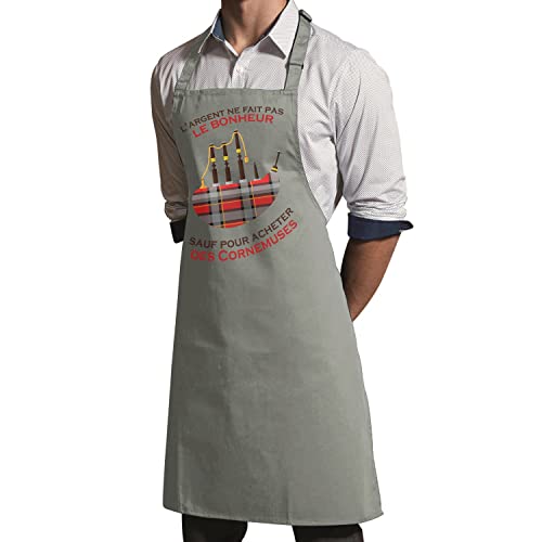 Tablier cuisine premium cornemuse lavable protection vêtements beige - 3