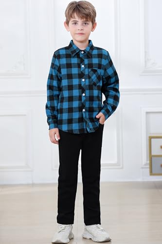 Image of Betusline Boy and Men Button Down Plaid Shirt | Soft,Breathable and Comfortable Fabric