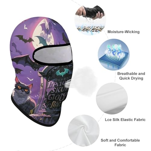 Balaclava Mask para Hombre Mascarilla para Esquí para Mujer Bats Surround The Black Cat Mascarilla de Cara Completa Cubierta Facial para Ciclismo miniatura 3