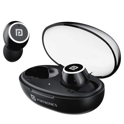 Image of Portronics Harmonics Twins S13 in Ear True Wireless Earbuds with Mic, 24H Playtime, Game/Music Mode, Touch Control, 8mm Driver, Bluetooth 5.3v,IPX5 Water Resistance, Type C Fast Charging(Black)