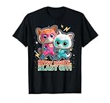 Disney Junior SuperKitties Ginny and Bitsy Boots Blast Off! T-Shirt Small