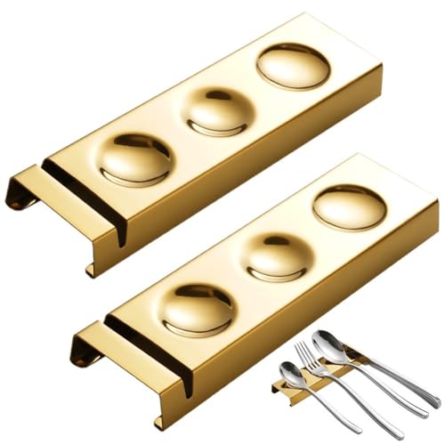 Ayrsjcl カトラリーレスト カトラリー置き ステンレス製 小型 スプーン フォーク 食器ラック レストラン 喫茶店 デコレーション 2個セット (ゴールド)