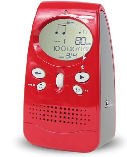 機械式メトロノーム、ボーカル電子メトロノーム LCD ディスプレイメトロチューナートーンジェネレーター、ギター、ベース、バイオリン付き(Color:Red)