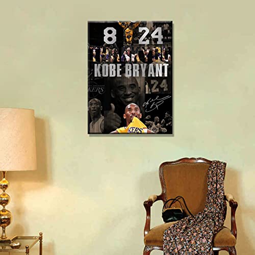 Kobe Bryant Canvas Wall Art - Kobe Poster Basketball Player Sports Wall Decor Inspirational Mamba Mentality Home Decor For Boy’s Living Room Bedroom Framed & Stretched Ready To Hang #TOP2