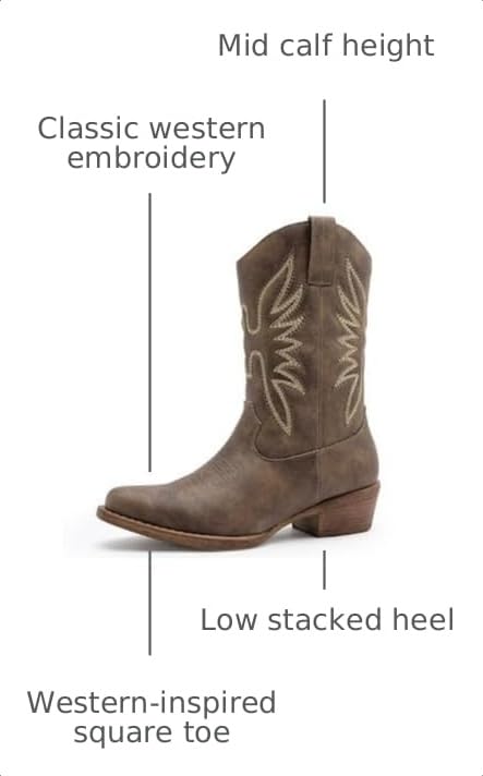 Image of GLOBALWIN Cowboy Boots for Women, Mid-Calf Western Style