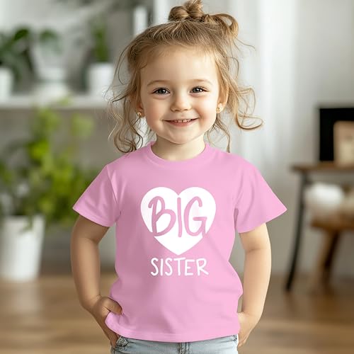 Image of Big Sister Shirt Heart Big Sister Announcement Shirt Toddler Girl Promoted Outfit Baby Girls tee