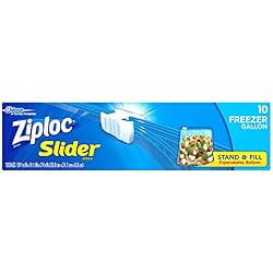 Ziploc Bolsas deslizantes para congelador, soporte y relleno con fondo expandible, galón, 10 unidades