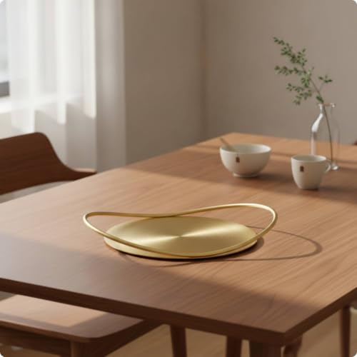 Bandeja metálica decorativa Jinhxofs ovalada de cuero beige y plata para casa 5