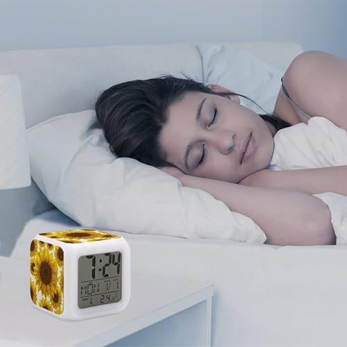 Réveil numérique LED Tournesol compact pour table de chevet - 6