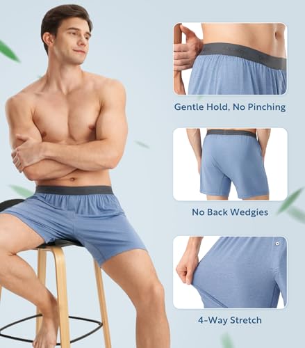 Image of DAVID ARCHY Men's Bamboo Rayon Boxers Breathable Cooling Mens Boxer Shorts with Button Fly Relaxed Fit Underwear 3 /4 /5 Pack