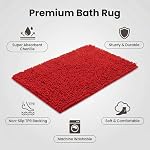CC CAIHONG Home Bath Rug Original Luxury TPR Chenille Bathroom Rug Mat (32'' X 20''), Extra Soft and Absorbent Shaggy Rugs, Machine Wash/Dry, Perfect Plush Carpet Mats for Tub, Shower, and Room (Red)