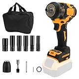 1,27 cm Akku-Schlagschrauber für Dewalt 20 V Akku, 500 N.m, 2400 U/min, bürstenloser Schlagschrauber mit 6 Schlag-Stecknüssen und Aufbewahrungstasche, Tragetasche für Autoreifen, LKW (ohne Batterie)