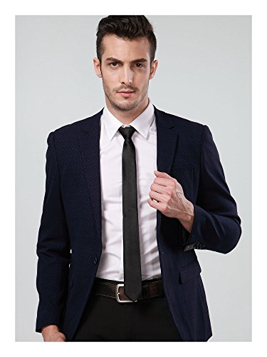 Landisun Black Tie Skinny Tie Solid Tie Satin Tie Slim Tie Exclusive Necktie #TOP1