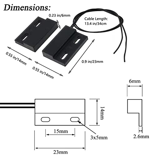 Image of Magnetic Reed Switch,Normally Closed NC Waterproof Magnetic Switch,Micro Alarm Reed Switch 10W 100v 0.5A Magnetic Door Sensor Switch to DC 5V 12V 24V Lights（2 Pack）