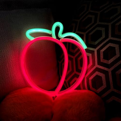 Image of Peach Neon Light Sign Handmade Lamp for Wall Room Party Home Bar Art Christmas Bedroom Table Wedding Party Desktop Decoration Teen Kids Birthday Holiday Gift USB Powered(Red Peach)