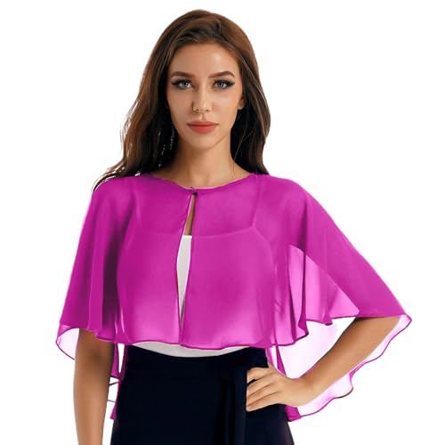 Chiffon Shawl, 1920 Vintage Dress Shawl, Soft Capes Shawls, Flapper Cover Up, Sheer Wraps for Women (Rose Red) Sheer Wraps for Women