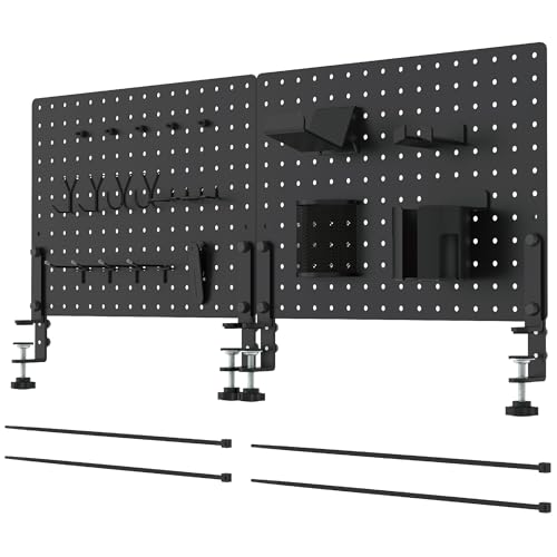 Image of HUHOLE 32 x 12 Inch Clamp On Desk Pegboard Complete Kit