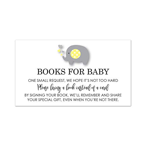 MyExpression.com 48 Grey Yellow Elephant Bring a Book Baby Shower Card