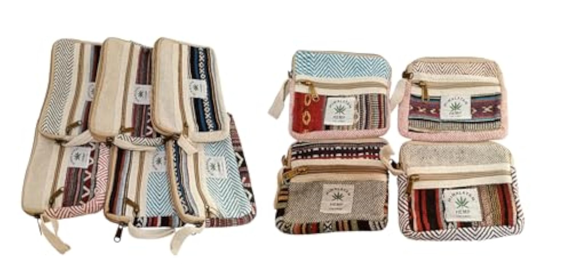 Women's Kedar Kripa Hemp Ethnic Pattern Pouch Bag Combo Pack