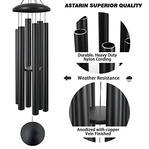 ASTARIN 60" Extra Large Wind Chimes Outside Metal Wind Chimes with Deep Tone, Outdoor Wind Chimes for Patio Balcony Garden Yard Decoration,Black
