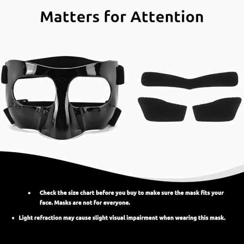 STFALI Nasenmaske Fussball, Nasenschutz Gesichtsschutz für Gebrochene Nase, Volleyball Nasenschutz, Verstellbarer Gesichtsschutz mit Polsterung, für Unisex Erwachsene(Schwarz)