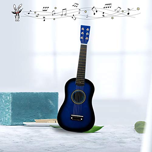 Mini guitare acoustique en bois 6 cordes Bleu 58,4 cm - Les Beatles, Paul McCartney, John Lennon, RIngo Starr, George Harrison Mini guitare acoustique en bois 6 cordes Bleu 58,4 cm – Image 6
