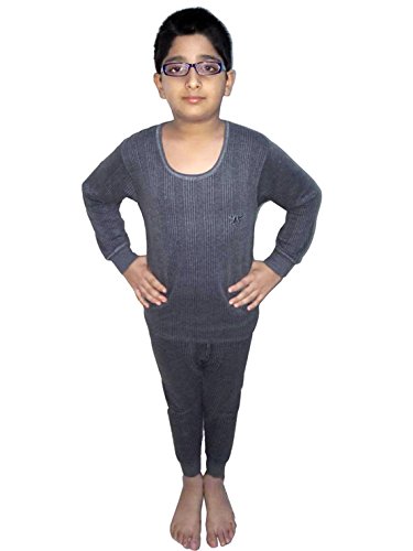 Image of HAP Kings Round Neck Grey Melange Winter Thermal Set of Top Trouser /Thermal for Boys and Girls /Kids Thermal Set