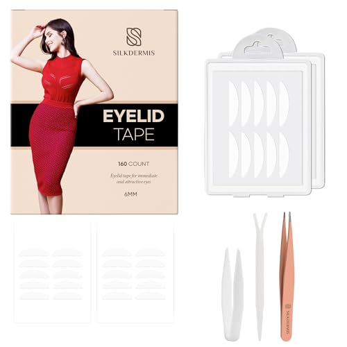SILKDERMIS Eyelid Tape, 160count, 6mm Eyelid Lifter Strips, Glue-Free Invisible Double Eyelid Sticker, Double Eyelid Tape for Hooded Eyes Invisible for Droopy Lids, Eyelid Tape Stickers