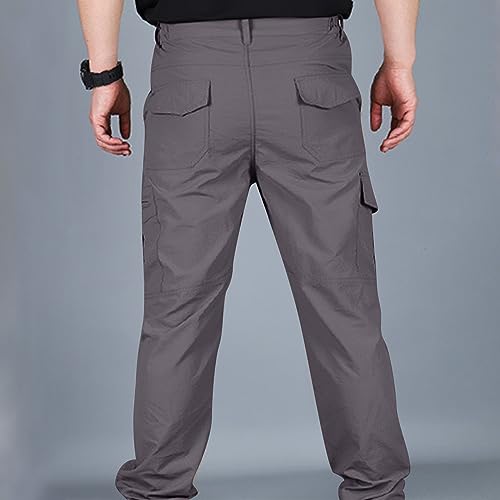 Calça cargo masculina tática à prova d'água, perna reta, resistente à água, ripstop, caminhada e co