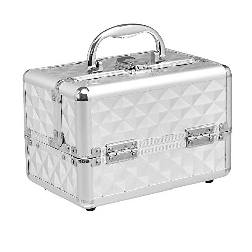 GIANTEX Kosmetikkoffer mit Spiegel, Beauty Make-up Case Schminkkoffer aus ABS und Aluminium, 2 ausziehbare Ablagen… – Bild 2