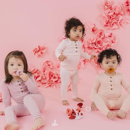 Image of Doodle & Co. Holland Classic Pacifier for New Born Babies | BPA Free Natural Nipple Shape 100% Silicone for Infants | Helps Promote Healthy Oral Development | 0-3 Months | Peach /Plum