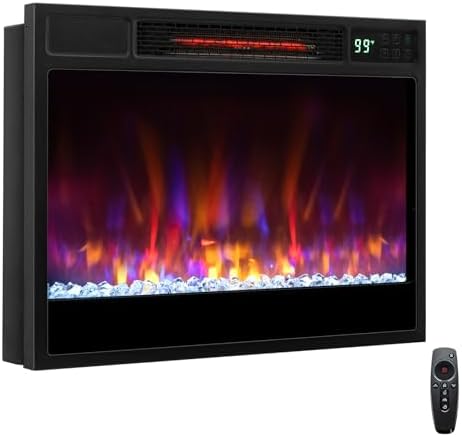 SIMOE 23" Electric Fireplace Inserts, 1500W Recessed Fireplace Heater with Remote Control, 6 Flame Colors & 5 Brightness, 8H Timer, Infrared Quartz Fireplace Insert for Indoor, 23" W x 17" H - Thumbnail 2