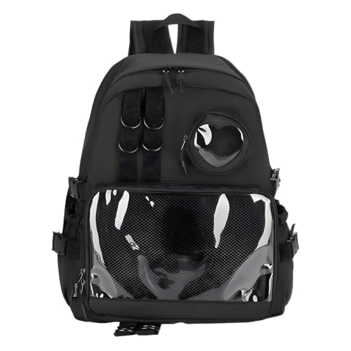Ita Bag Preppy Backpack with Pin Display Insert for School Anime Cosplay (Black)