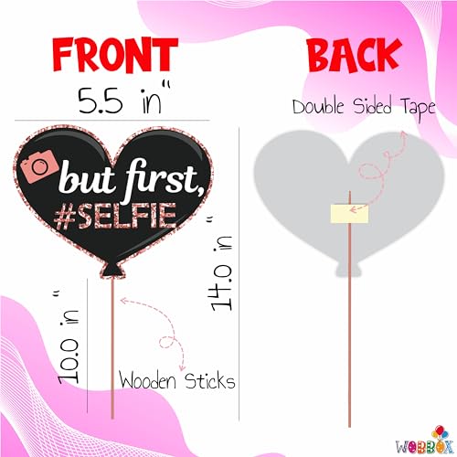 Image of WOBBOX Bachelorette Party Photo Booth Props for Bride & Groom, Bridal Shower Props, Bachelorette Party Decoration, Bride to be Party Decorations Items- Black & Rose Gold